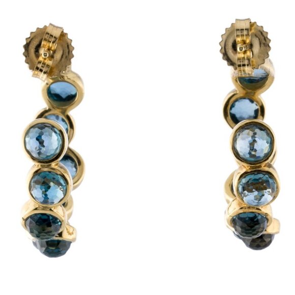IPPOLITA 18K 750 YELLOW GOLD TOPAZ HOOP EARRINGS - Picture 6 of 7